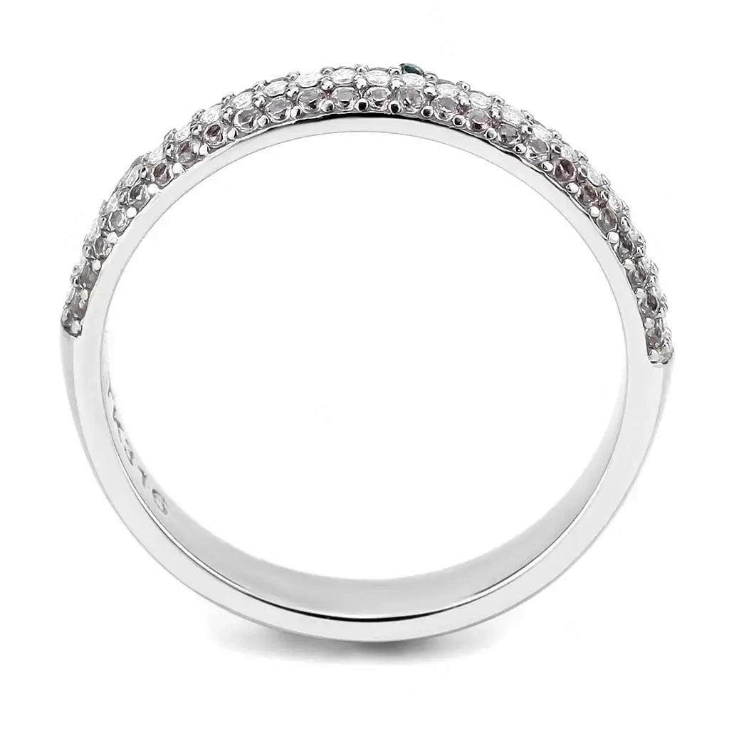 Alamode High polished (no plating) Stainless Steel Ring with AAA Grade CZ in Multi Color - Alamode - Flyclothing LLC