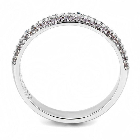 Alamode High polished (no plating) Stainless Steel Ring with AAA Grade CZ in Multi Color - Alamode - Flyclothing LLC