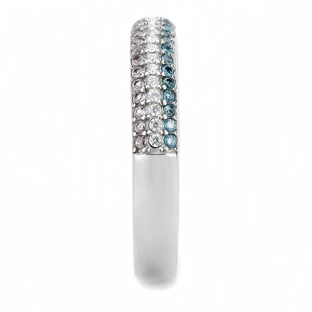 Alamode High polished (no plating) Stainless Steel Ring with AAA Grade CZ in Multi Color - Alamode - Flyclothing LLC
