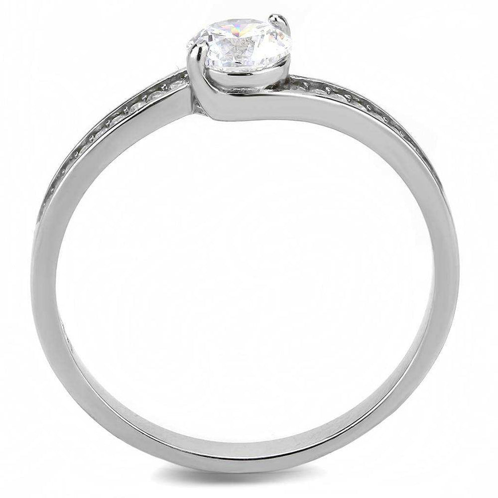 Alamode High polished (no plating) Stainless Steel Ring with AAA Grade CZ in Clear - Alamode - Flyclothing LLC