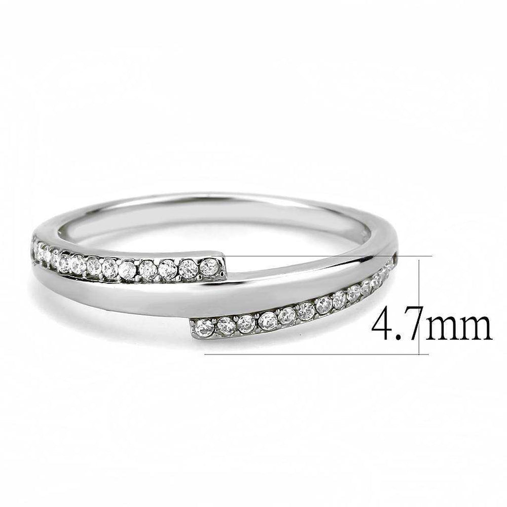 Alamode High polished (no plating) Stainless Steel Ring with AAA Grade CZ in Clear - Alamode - Flyclothing LLC