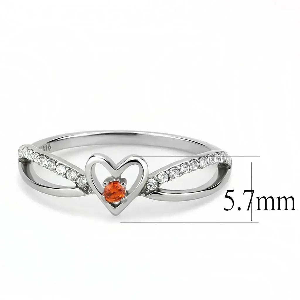 Alamode High polished (no plating) Stainless Steel Ring with AAA Grade CZ in Orange - Alamode - Flyclothing LLC