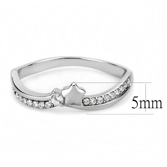 Alamode High polished (no plating) Stainless Steel Ring with AAA Grade CZ in Clear - Alamode