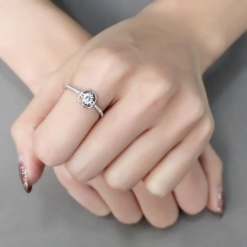 Alamode High polished (no plating) Stainless Steel Ring with AAA Grade CZ in Clear - Alamode - Flyclothing LLC