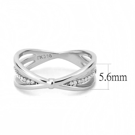 Alamode High polished (no plating) Stainless Steel Ring with AAA Grade CZ in Clear - Alamode - Flyclothing LLC