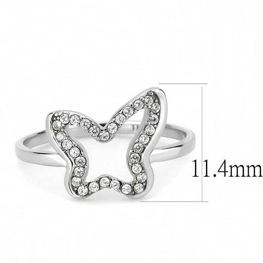 Alamode High polished (no plating) Stainless Steel Ring with AAA Grade CZ in Clear - Alamode - Flyclothing LLC