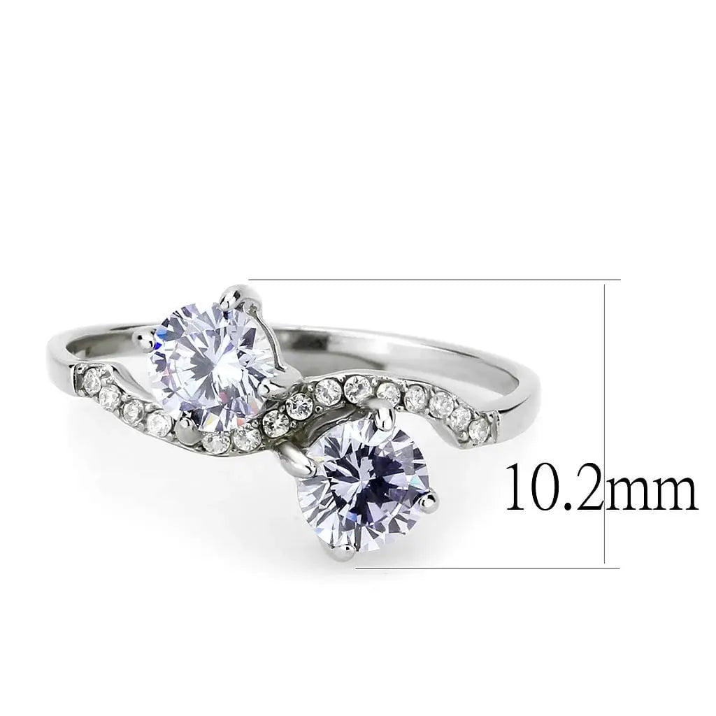 Alamode High polished (no plating) Stainless Steel Ring with AAA Grade CZ in Light Amethyst - Alamode - Flyclothing LLC