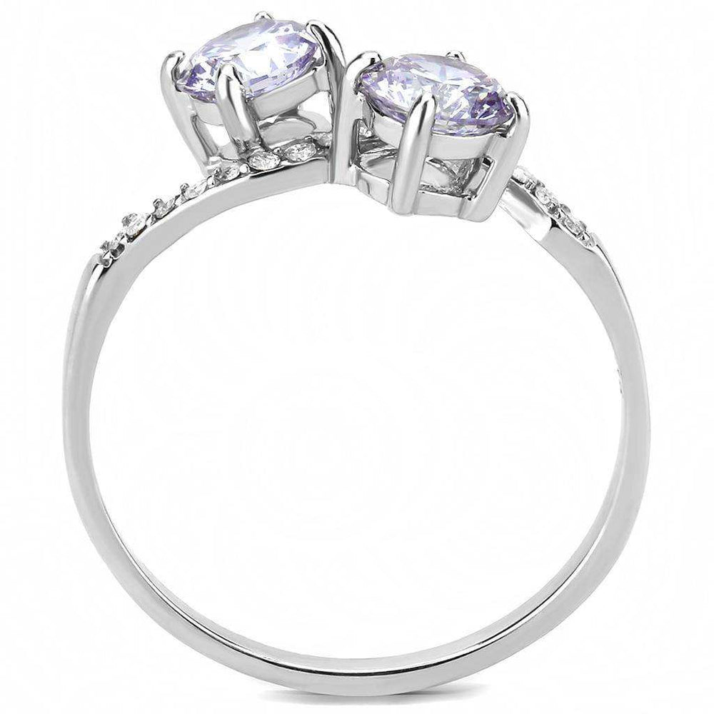 Alamode High polished (no plating) Stainless Steel Ring with AAA Grade CZ in Light Amethyst - Alamode - Flyclothing LLC
