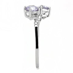 Alamode High polished (no plating) Stainless Steel Ring with AAA Grade CZ in Light Amethyst - Alamode