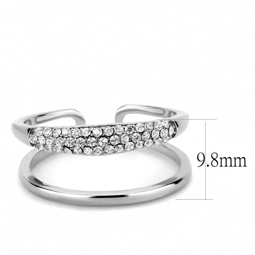 Alamode High polished (no plating) Stainless Steel Ring with AAA Grade CZ in Clear - Alamode - Flyclothing LLC