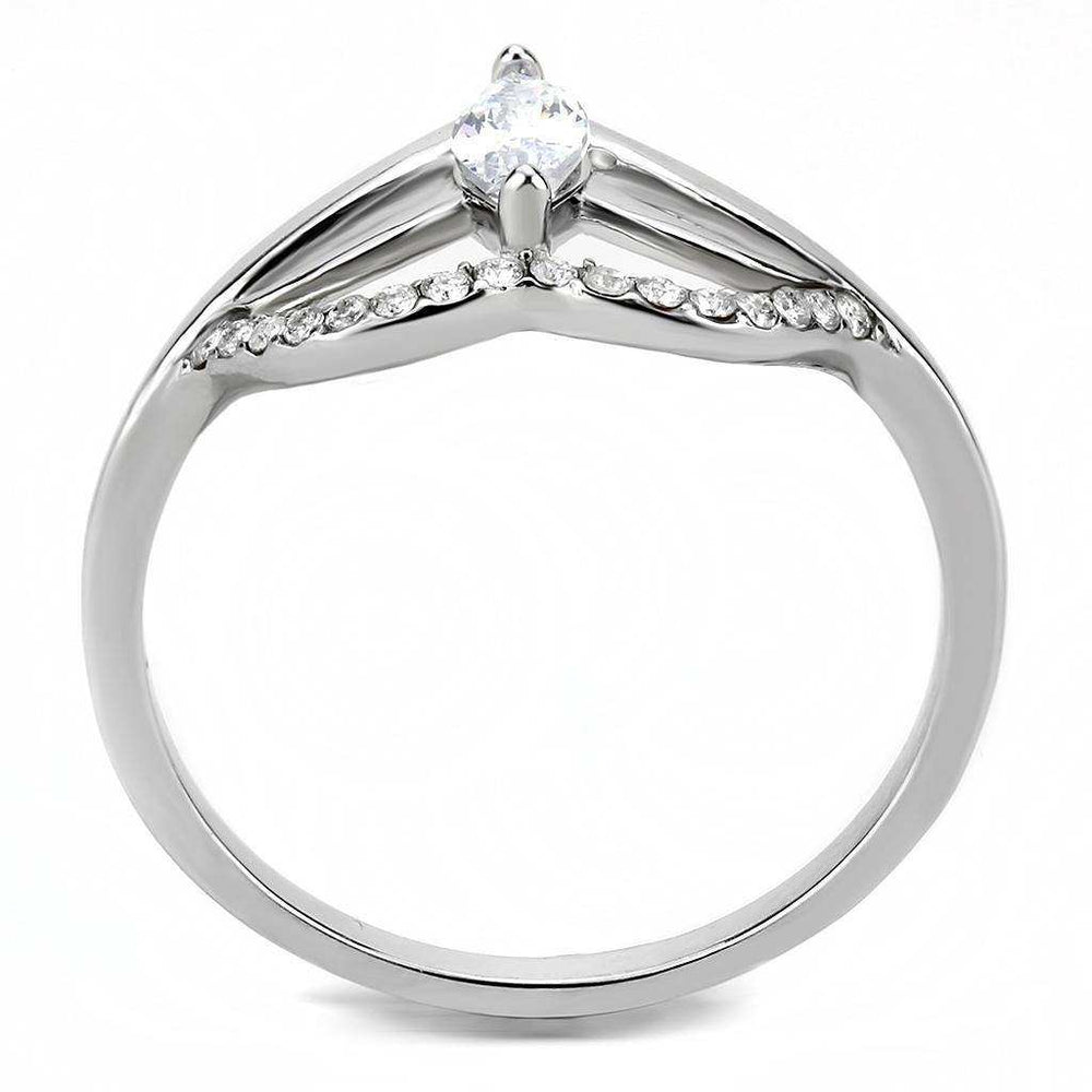 Alamode High polished (no plating) Stainless Steel Ring with AAA Grade CZ in Clear - Alamode - Flyclothing LLC