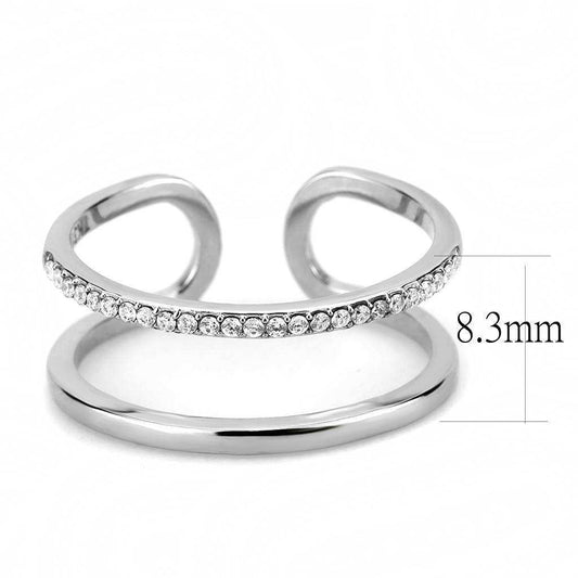 Alamode High polished (no plating) Stainless Steel Ring with AAA Grade CZ in Clear - Alamode - Flyclothing LLC
