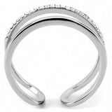 Alamode High polished (no plating) Stainless Steel Ring with AAA Grade CZ in Clear - Alamode