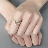 Alamode IP Gold(Ion Plating) Stainless Steel Ring with AAA Grade CZ in Clear - Alamode - Flyclothing LLC