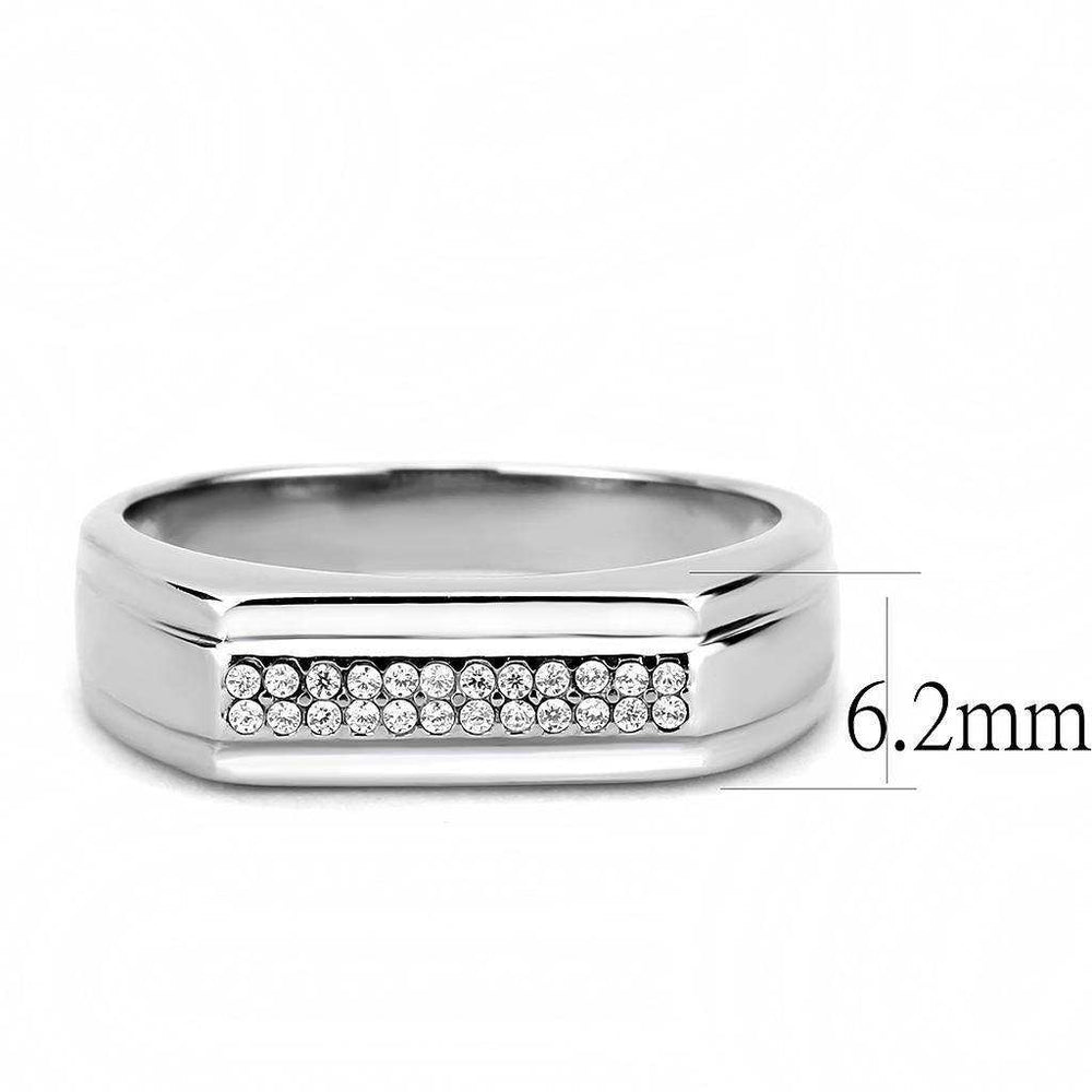 Alamode High polished (no plating) Stainless Steel Ring with AAA Grade CZ in Clear - Alamode - Flyclothing LLC
