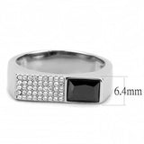Alamode High polished (no plating) Stainless Steel Ring with AAA Grade CZ in Black Diamond - Alamode - Flyclothing LLC