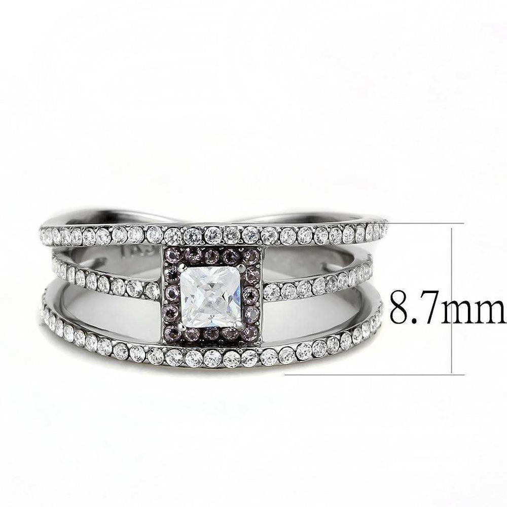 Alamode High polished (no plating) Stainless Steel Ring with AAA Grade CZ in Clear - Alamode - Flyclothing LLC