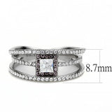 Alamode High polished (no plating) Stainless Steel Ring with AAA Grade CZ in Clear - Alamode
