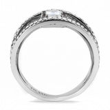 Alamode High polished (no plating) Stainless Steel Ring with AAA Grade CZ in Clear - Alamode - Flyclothing LLC
