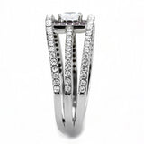 Alamode High polished (no plating) Stainless Steel Ring with AAA Grade CZ in Clear - Alamode