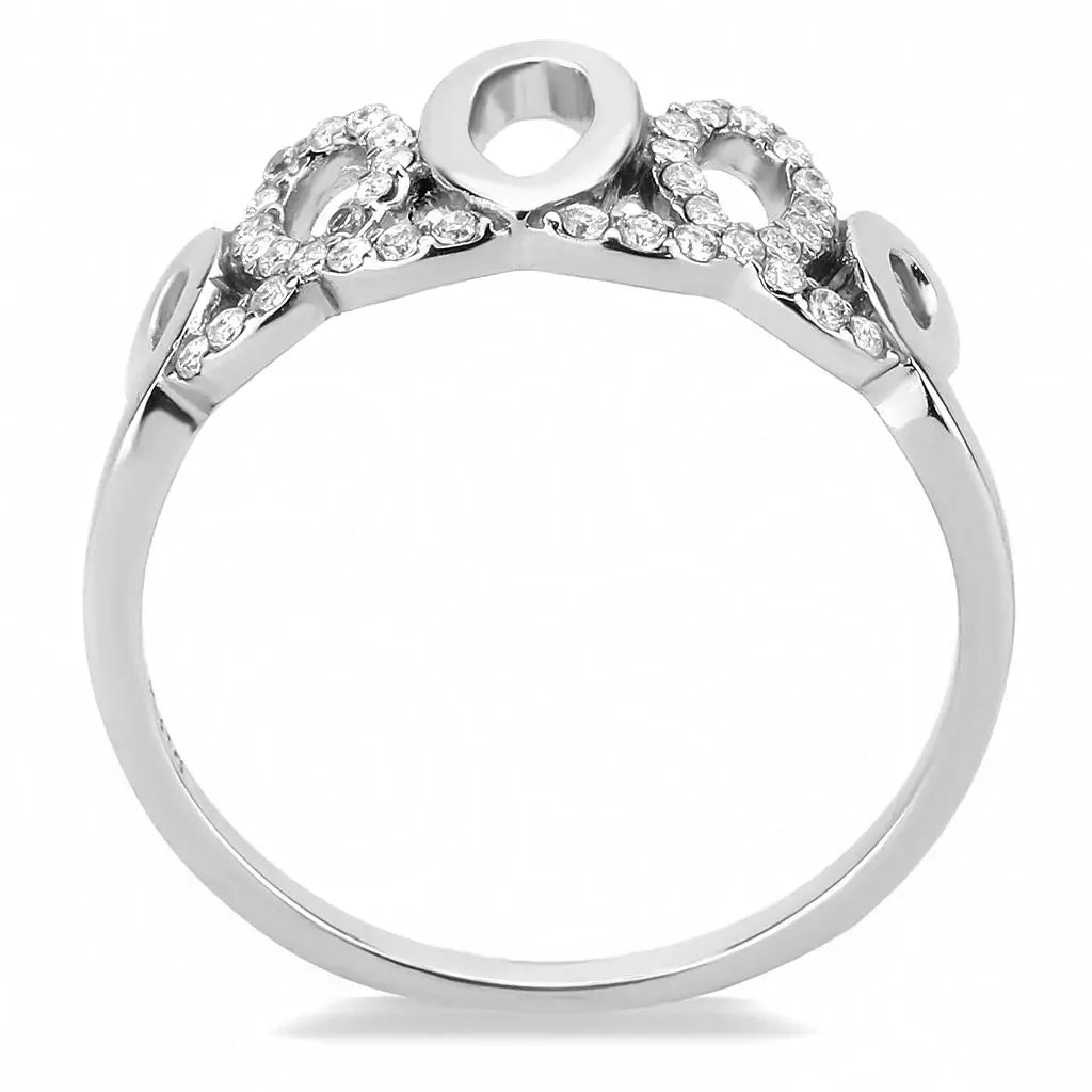 Alamode High polished (no plating) Stainless Steel Ring with AAA Grade CZ in Clear - Alamode - Flyclothing LLC