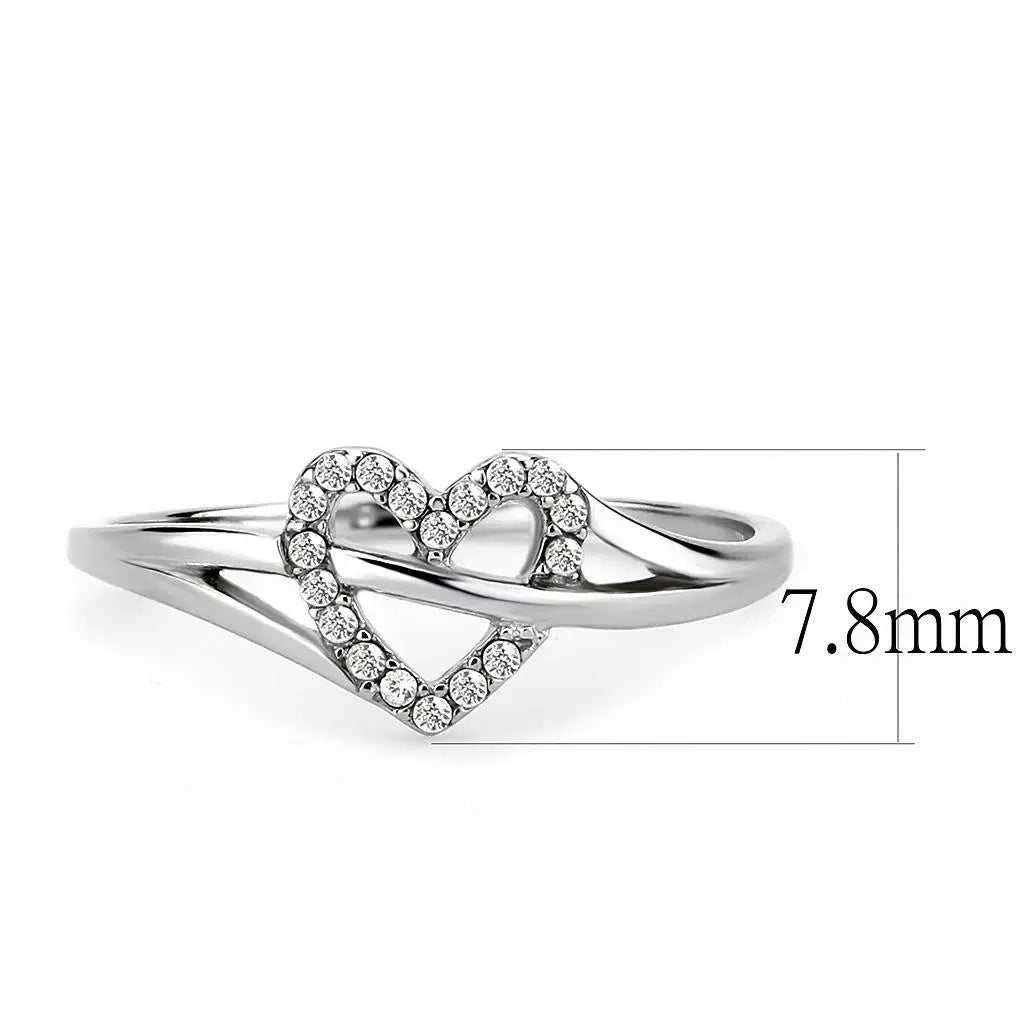 Alamode High polished (no plating) Stainless Steel Ring with AAA Grade CZ in Clear - Alamode - Flyclothing LLC