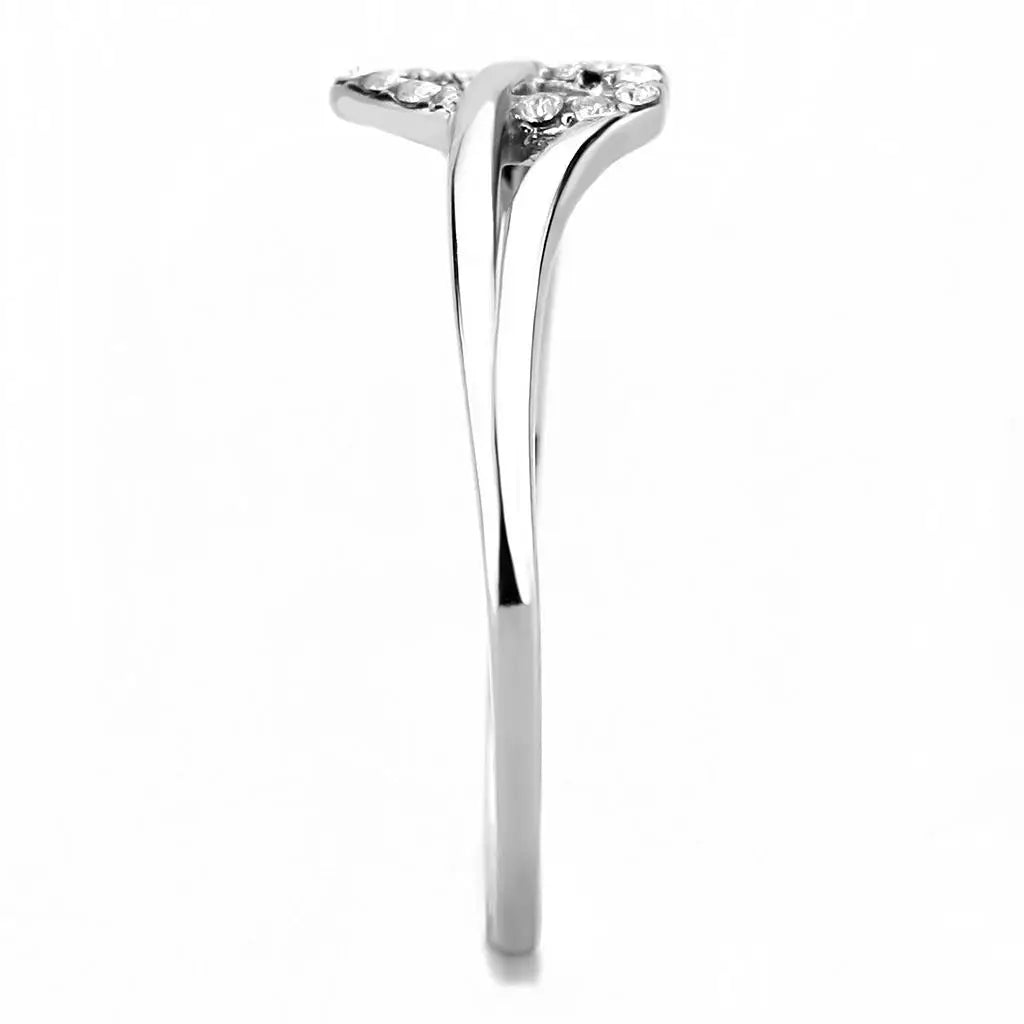 Alamode High polished (no plating) Stainless Steel Ring with AAA Grade CZ in Clear - Alamode - Flyclothing LLC