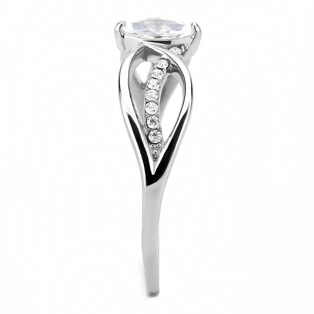 Alamode High polished (no plating) Stainless Steel Ring with AAA Grade CZ in Clear - Alamode - Flyclothing LLC