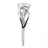 Alamode High polished (no plating) Stainless Steel Ring with AAA Grade CZ in Clear - Alamode
