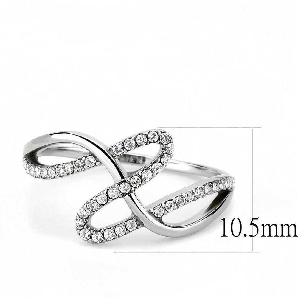 Alamode High polished (no plating) Stainless Steel Ring with AAA Grade CZ in Clear - Alamode - Flyclothing LLC