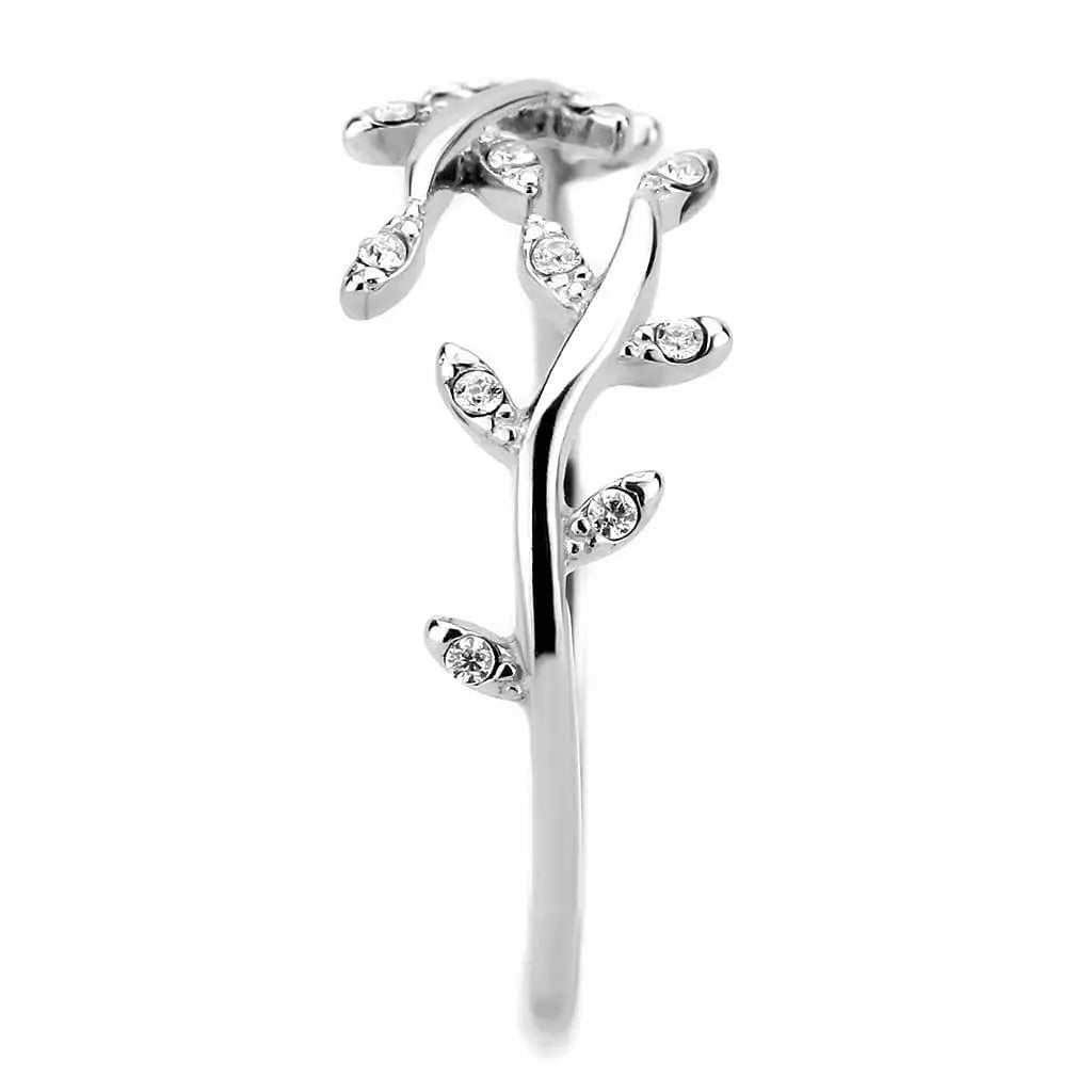 Alamode High polished (no plating) Stainless Steel Ring with AAA Grade CZ in Clear - Alamode - Flyclothing LLC