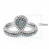 Alamode High polished (no plating) Stainless Steel Ring with AAA Grade CZ in Sea Blue - Alamode - Flyclothing LLC