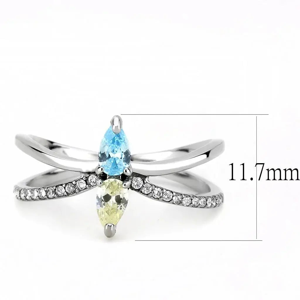 Alamode High polished (no plating) Stainless Steel Ring with AAA Grade CZ in Multi Color - Alamode - Flyclothing LLC