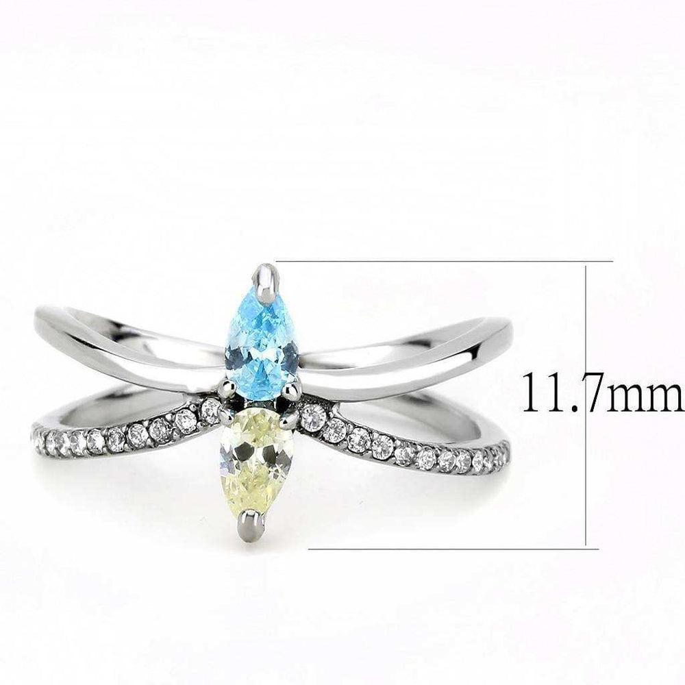 Alamode High polished (no plating) Stainless Steel Ring with AAA Grade CZ in Multi Color - Alamode - Flyclothing LLC