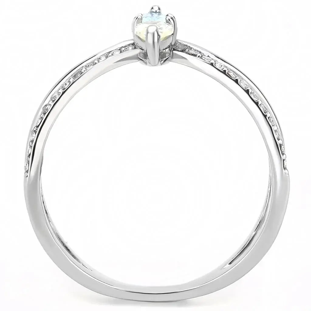 Alamode High polished (no plating) Stainless Steel Ring with AAA Grade CZ in Multi Color - Alamode - Flyclothing LLC
