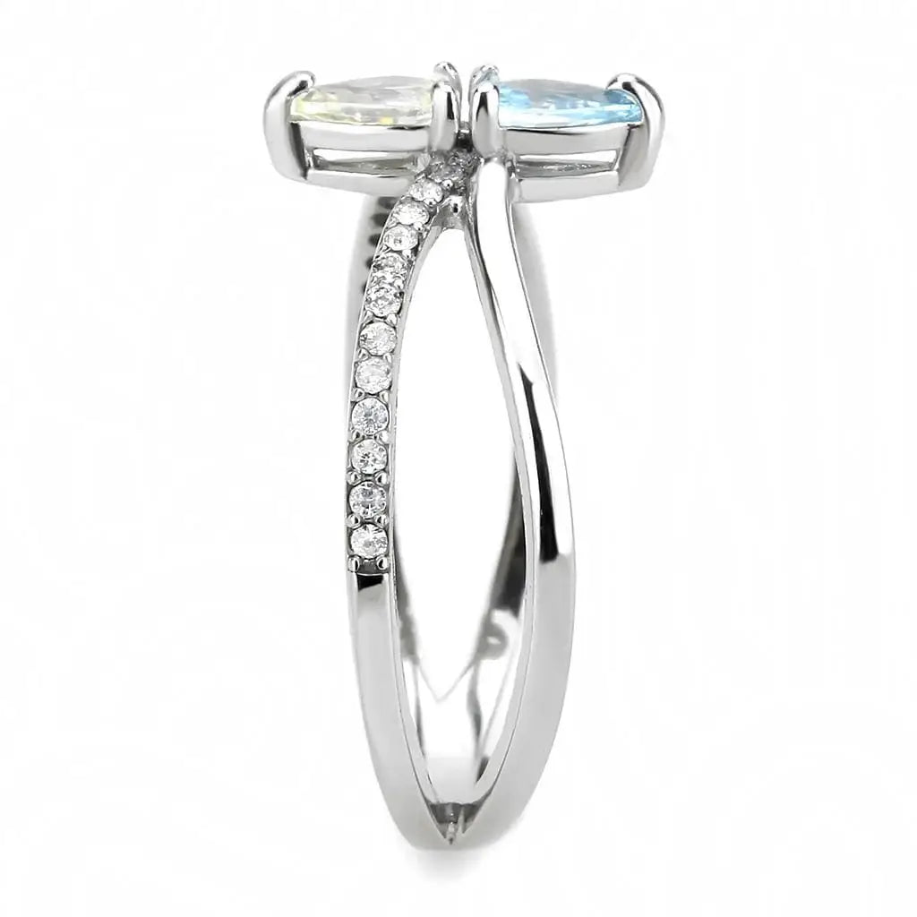 Alamode High polished (no plating) Stainless Steel Ring with AAA Grade CZ in Multi Color - Alamode - Flyclothing LLC