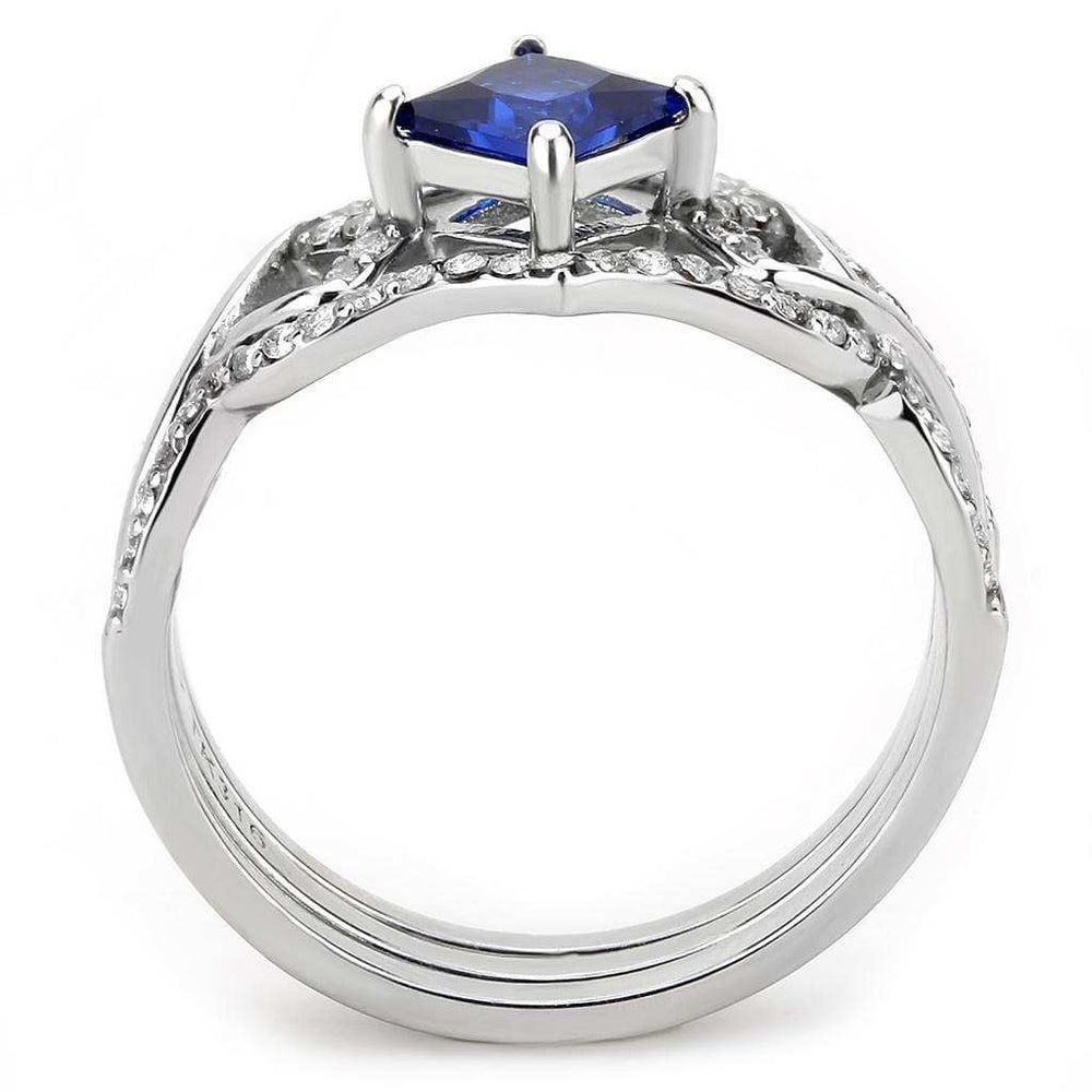 Alamode High polished (no plating) Stainless Steel Ring with Synthetic Spinel in London Blue - Alamode - Flyclothing LLC