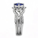 Alamode High polished (no plating) Stainless Steel Ring with Synthetic Spinel in London Blue - Alamode - Flyclothing LLC