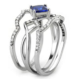 Alamode High polished (no plating) Stainless Steel Ring with Synthetic Spinel in London Blue - Alamode - Flyclothing LLC