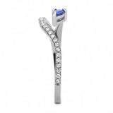 Alamode High polished (no plating) Stainless Steel Ring with Synthetic Spinel in London Blue - Alamode - Flyclothing LLC