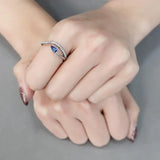 Alamode High polished (no plating) Stainless Steel Ring with Synthetic Spinel in London Blue - Alamode - Flyclothing LLC