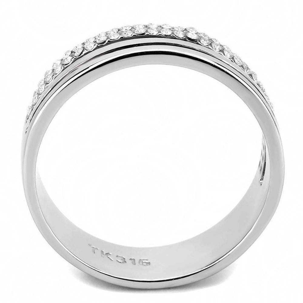 Alamode High polished (no plating) Stainless Steel Ring with AAA Grade CZ in Clear - Alamode - Flyclothing LLC