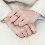 Alamode IP Gold(Ion Plating) Stainless Steel Ring with AAA Grade CZ in Clear - Alamode - Flyclothing LLC