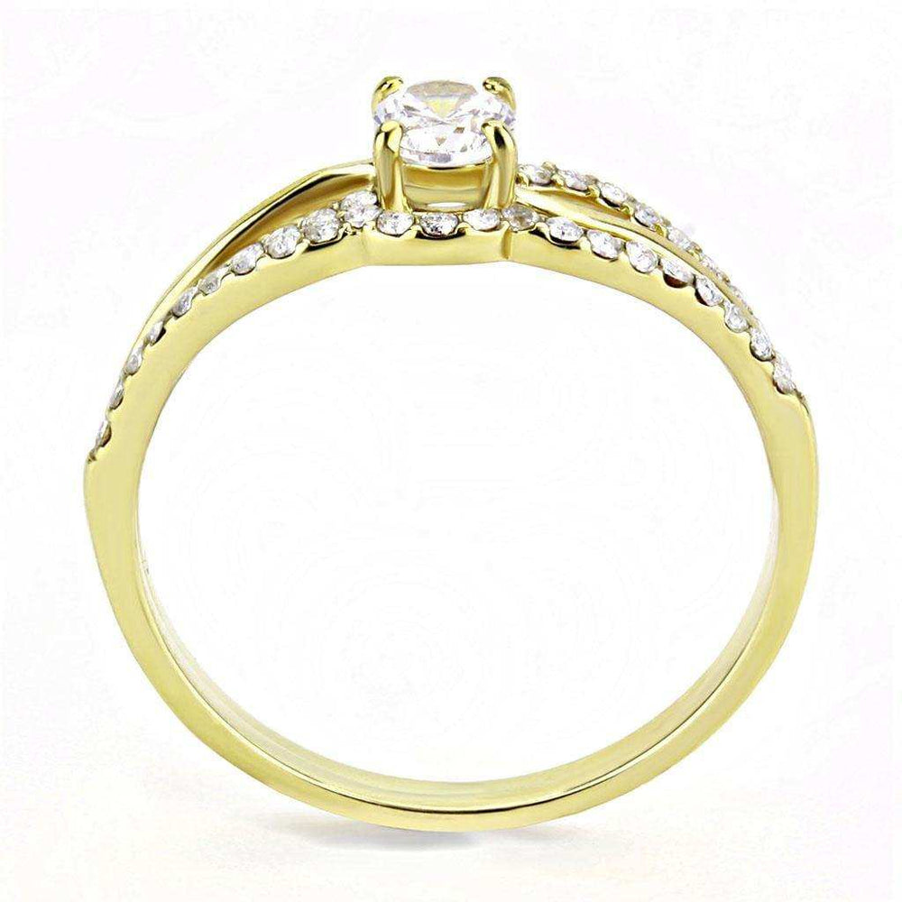 Alamode IP Gold(Ion Plating) Stainless Steel Ring with AAA Grade CZ in Clear - Alamode - Flyclothing LLC