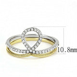 Alamode Two-Tone IP Gold (Ion Plating) Stainless Steel Ring with AAA Grade CZ in Clear - Alamode - Flyclothing LLC