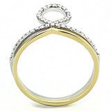 Alamode Two-Tone IP Gold (Ion Plating) Stainless Steel Ring with AAA Grade CZ in Clear - Alamode - Flyclothing LLC