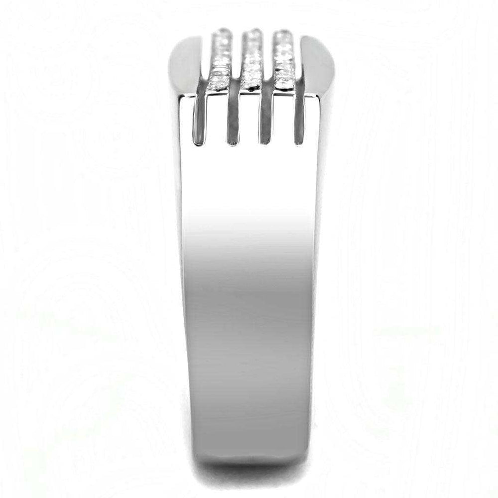 Alamode High polished (no plating) Stainless Steel Ring with AAA Grade CZ in Clear - Alamode - Flyclothing LLC
