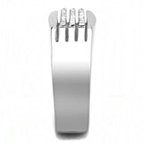 Alamode High polished (no plating) Stainless Steel Ring with AAA Grade CZ in Clear - Alamode