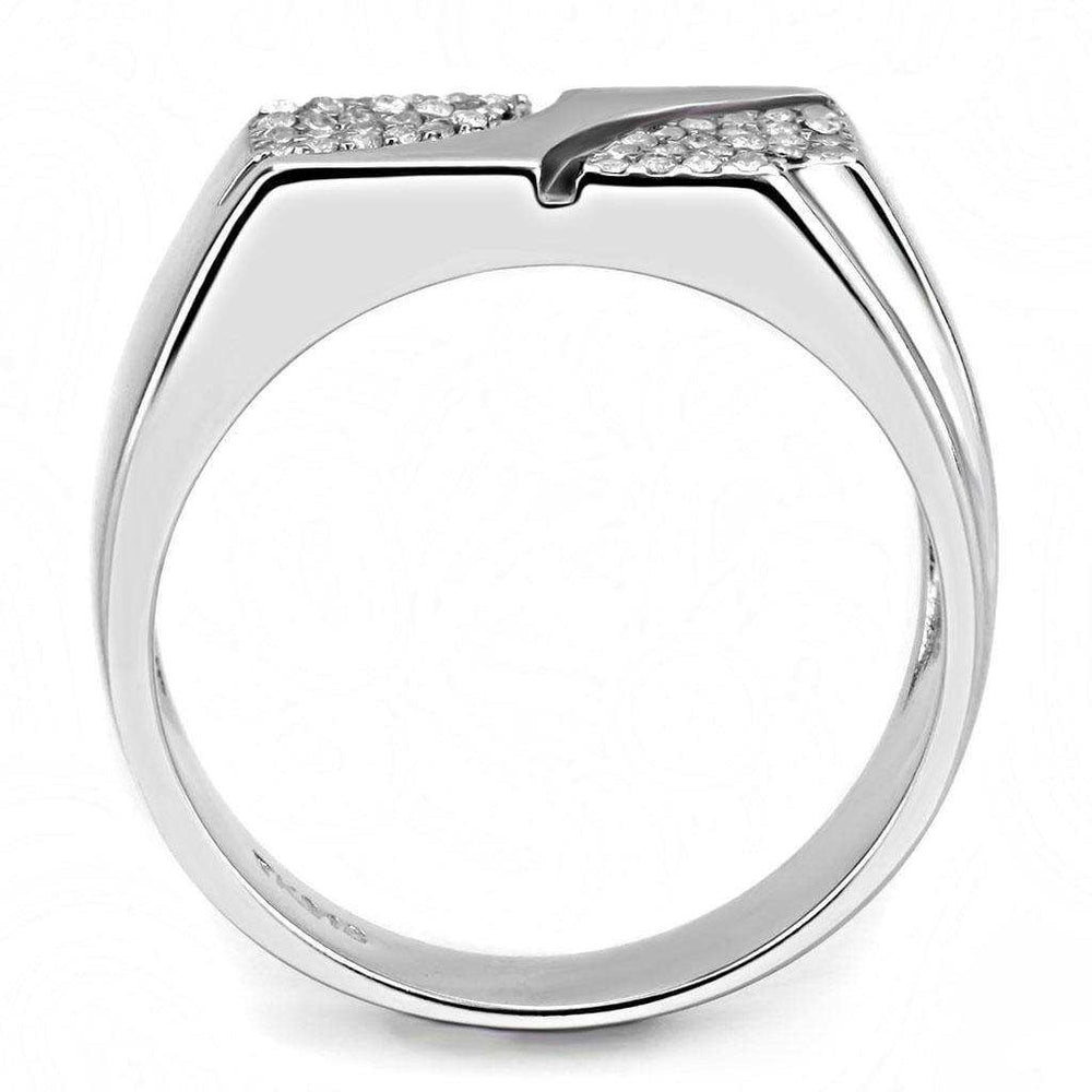 Alamode High polished (no plating) Stainless Steel Ring with AAA Grade CZ in Clear - Alamode - Flyclothing LLC