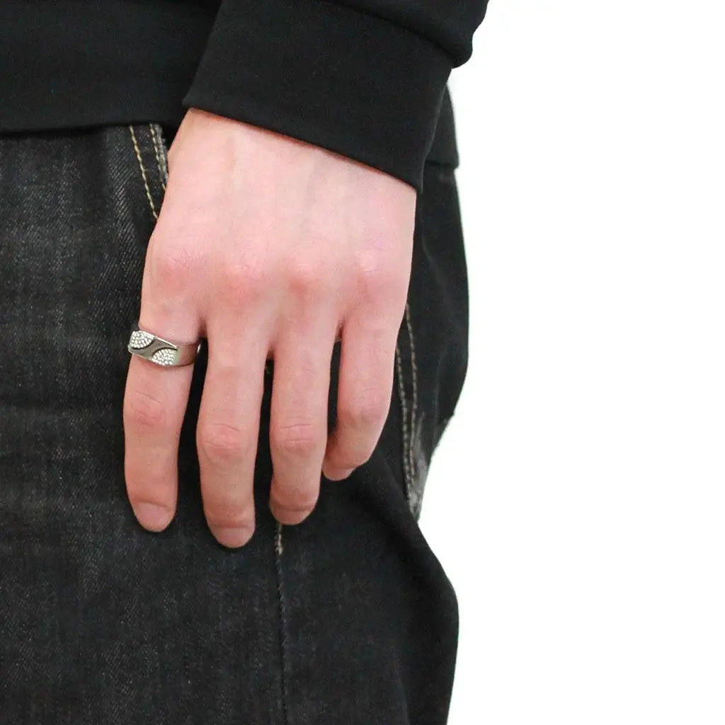 Alamode High polished (no plating) Stainless Steel Ring with AAA Grade CZ in Clear - Alamode - Flyclothing LLC